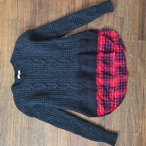 Madewell Wintermix Cable Knit Plaid Sweater - Sz Small